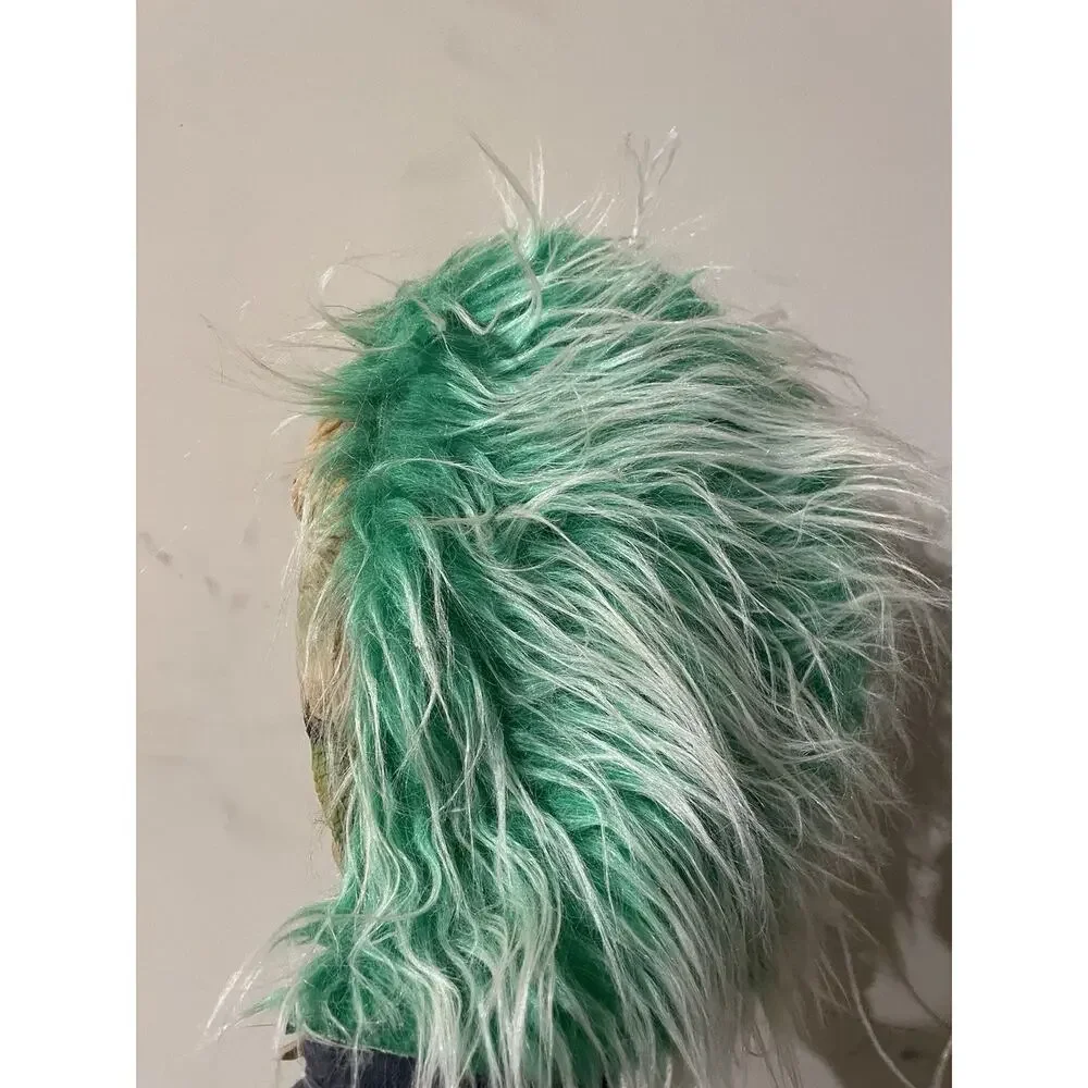 Halloween Rubber Face Mask Green Hair‎ Eyes Halloween Creepy Monster